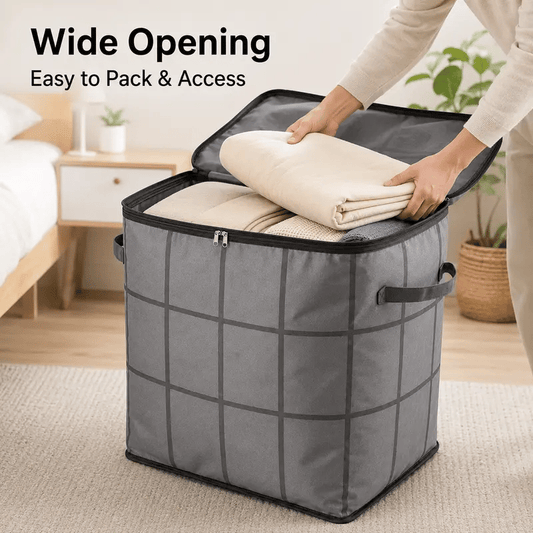 ⚡Hot Sales 49% OFF🔥-Spacious Moving Storage Bin – Zippered Organizer for Quilts, Bedding & Sweaters, Large Capacity Fabric Bag for Closet & Moving Day