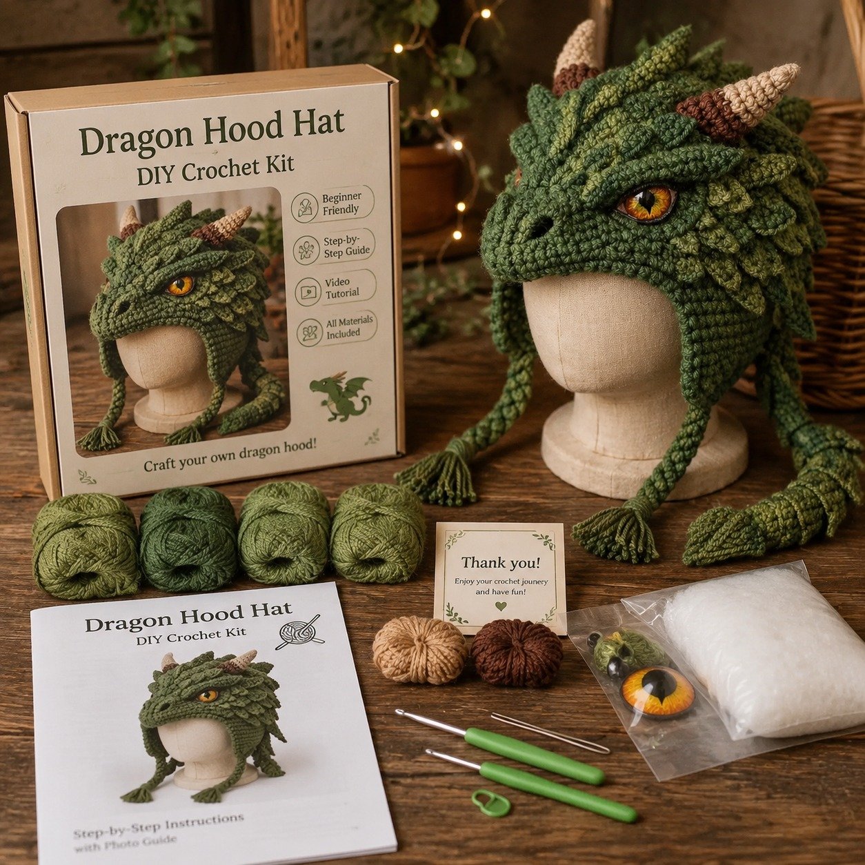 🔥LAST DAY 50% OFF - 🧵Fantasy Hood Hat DIY Crochet Kit – Create Your Own Magical Wearable Character Hat🎁Beginner Friendly