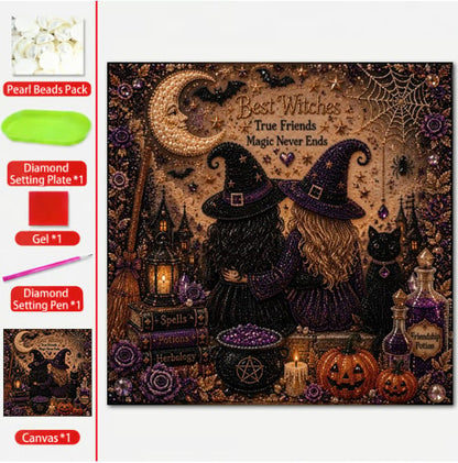 🧘Relaxing & Beginner-Friendly- 👻Cute Ghosts Pumpkins 3D Pearl Mosaic Art Kit