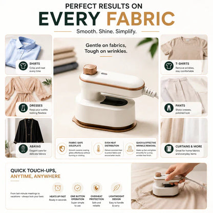 Foldable Portable Electric Iron – Compact Travel Steam Iron for Quick Wrinkle Removal