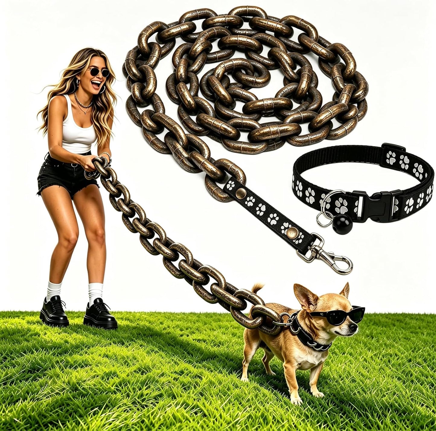 Iron Paw Comedy: The "Heavy" Chain Leash That's Light as a Feather! ⛓️✨