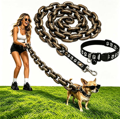 Iron Paw Comedy: The "Heavy" Chain Leash That's Light as a Feather! ⛓️✨