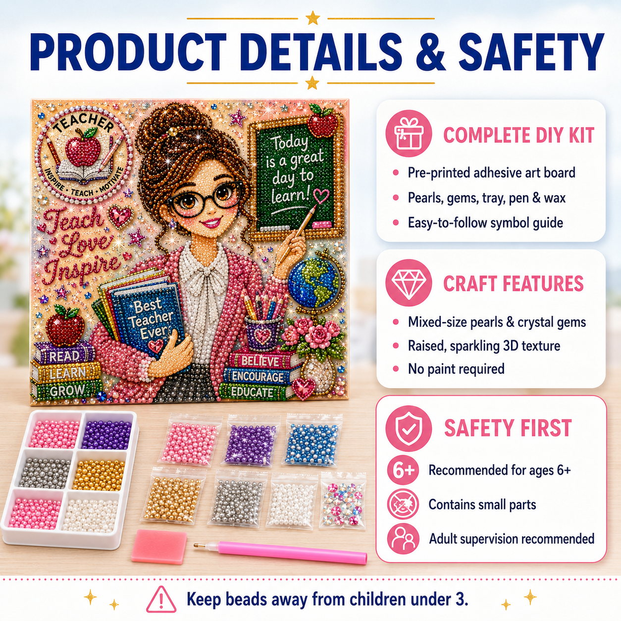 🖼️Career Dreams DIY Pearl Bead Art Kit for Kids