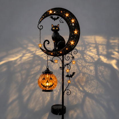 🔥 55% OFF TODAY 👻 Solar Halloween Garden Stake Light with Black Cat & Pumpkin