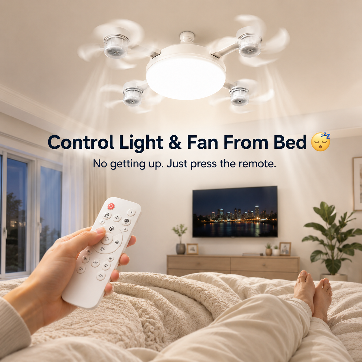 🔥 E27 Screw-In Ceiling Fan Light – 19.69" LED Cooling Fan with Remote for Hot Rooms