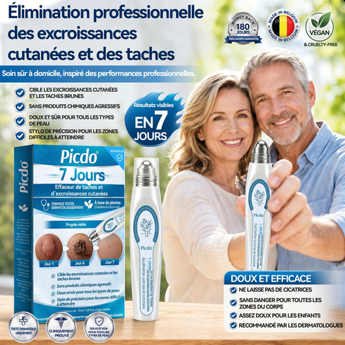 Boutique officielle de la marque (Belgique) |✏️𝐏i𝐜𝐝o® 7 Jours Effaceur de taches et d’excroissances cutanées(Zéro douleur, zéro cicatrice – Roller)