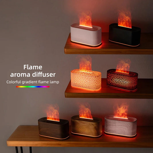 Aromatherapy Diffuser with Flame Effect, Essential Oil Diffuser and Cool Mist Humidifier, Silent Humidifier for Home and Bedroom