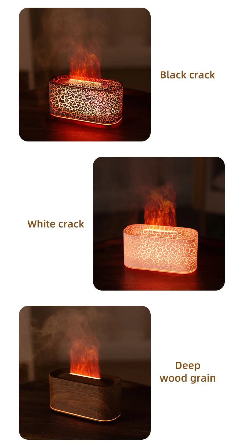 Aromatherapy Diffuser with Flame Effect, Essential Oil Diffuser and Cool Mist Humidifier, Silent Humidifier for Home and Bedroom