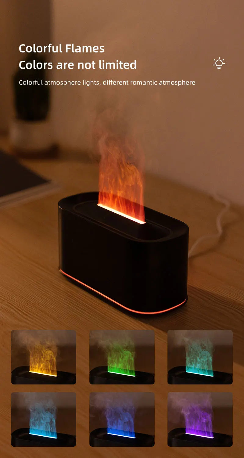 Aromatherapy Diffuser with Flame Effect, Essential Oil Diffuser and Cool Mist Humidifier, Silent Humidifier for Home and Bedroom