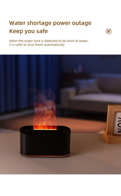 Aromatherapy Diffuser with Flame Effect, Essential Oil Diffuser and Cool Mist Humidifier, Silent Humidifier for Home and Bedroom