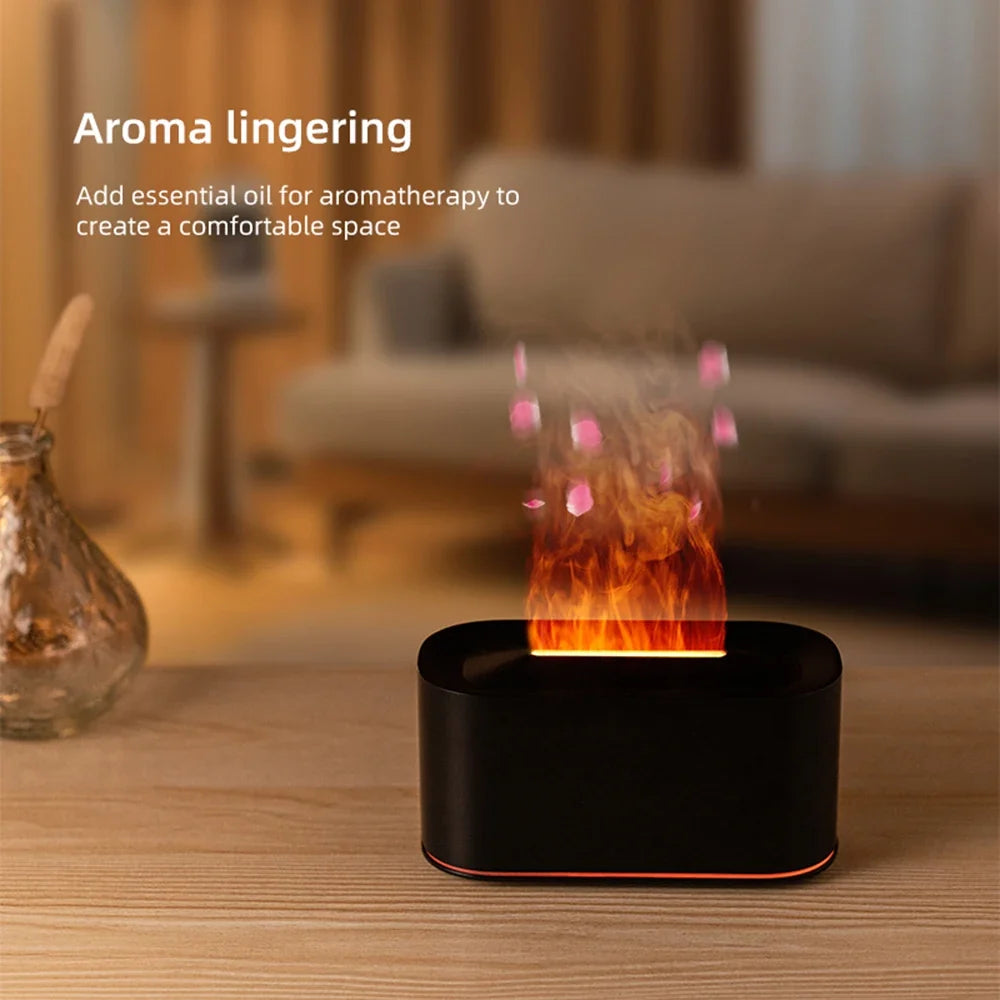 Aromatherapy Diffuser with Flame Effect, Essential Oil Diffuser and Cool Mist Humidifier, Silent Humidifier for Home and Bedroom