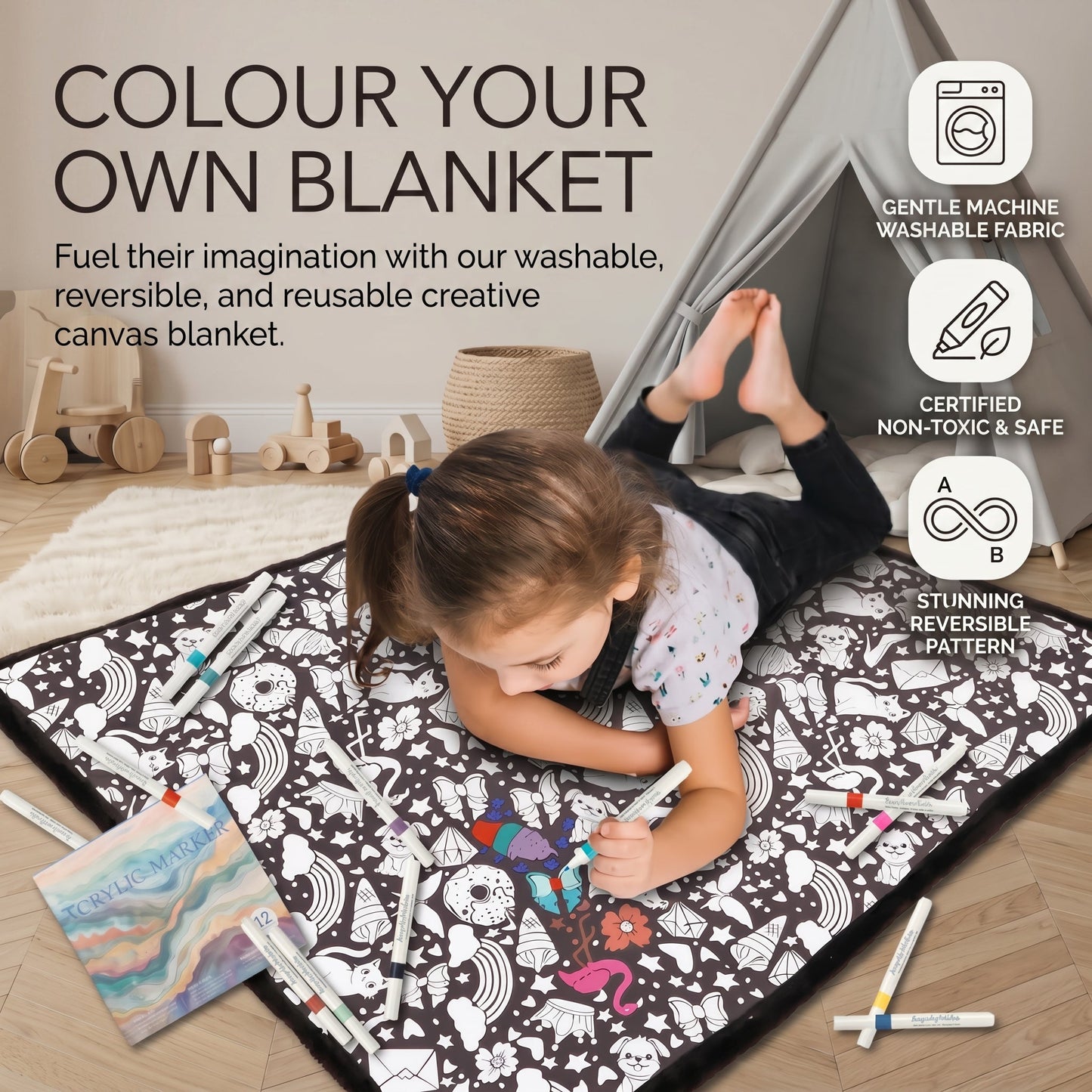 DIY Colouring Blanket with Fabric Markers