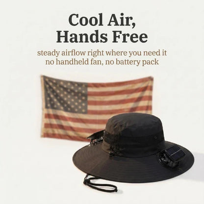 🔥Father's Day Sale 49% OFF - Wide Brim Solar Fan Outdoor Fishing Hat-Solar & USB Charging