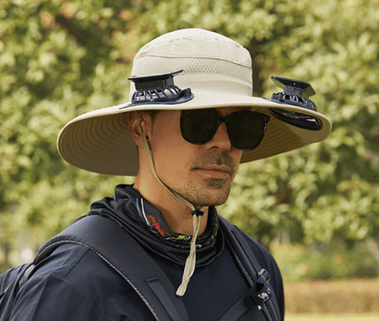 🔥Father's Day Sale 49% OFF - Wide Brim Solar Fan Outdoor Fishing Hat-Solar & USB Charging