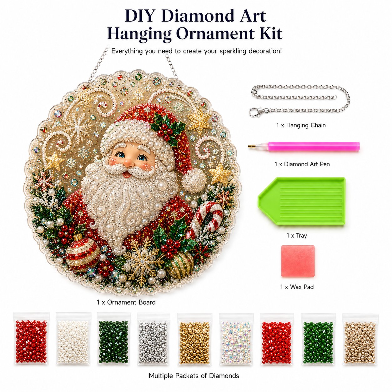 Christmas Pearl Diamond Art Hanging Ornament Kit 🎄✨ – Luxury Flocked Canvas & Non‑Fading Pearl Beads DIY Holiday Décor