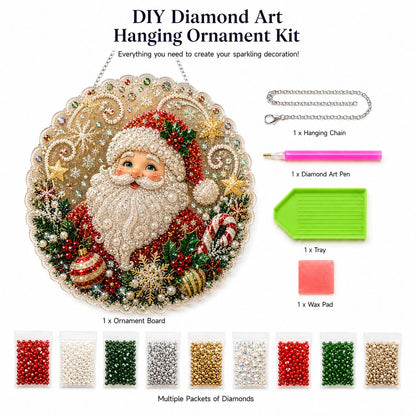 Christmas Pearl Diamond Art Hanging Ornament Kit 🎄✨ – Luxury Flocked Canvas & Non‑Fading Pearl Beads DIY Holiday Décor