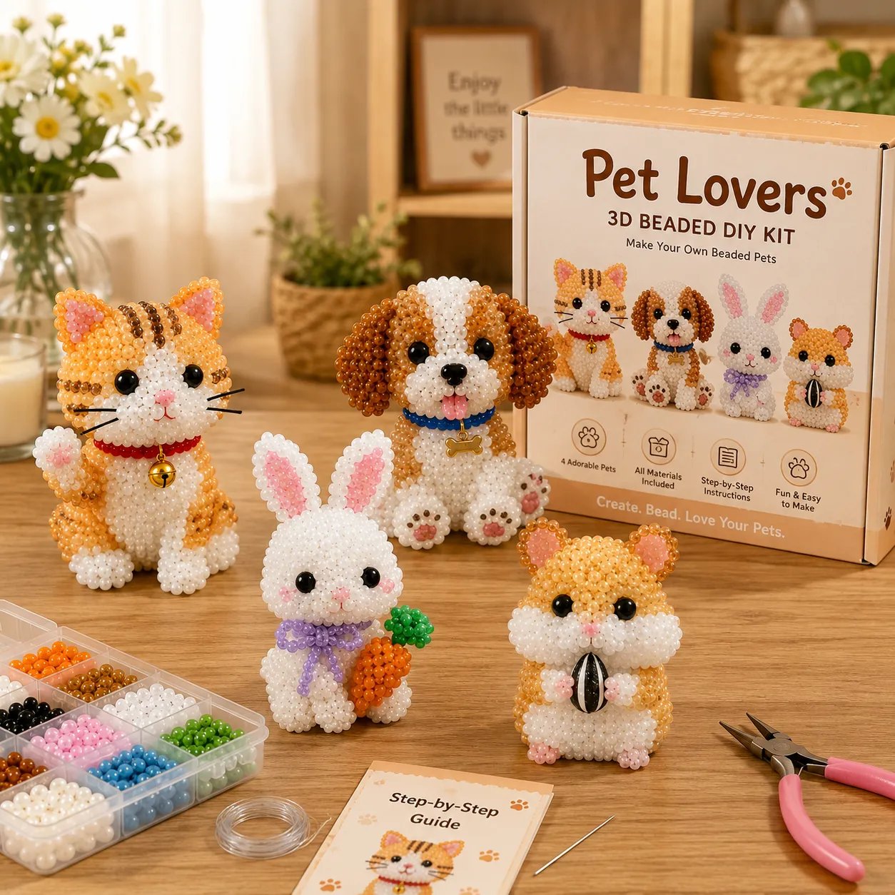 🔥Last Day 49% OFF - 🧵✨Tiny 3D Beaded Animal DIY Kit