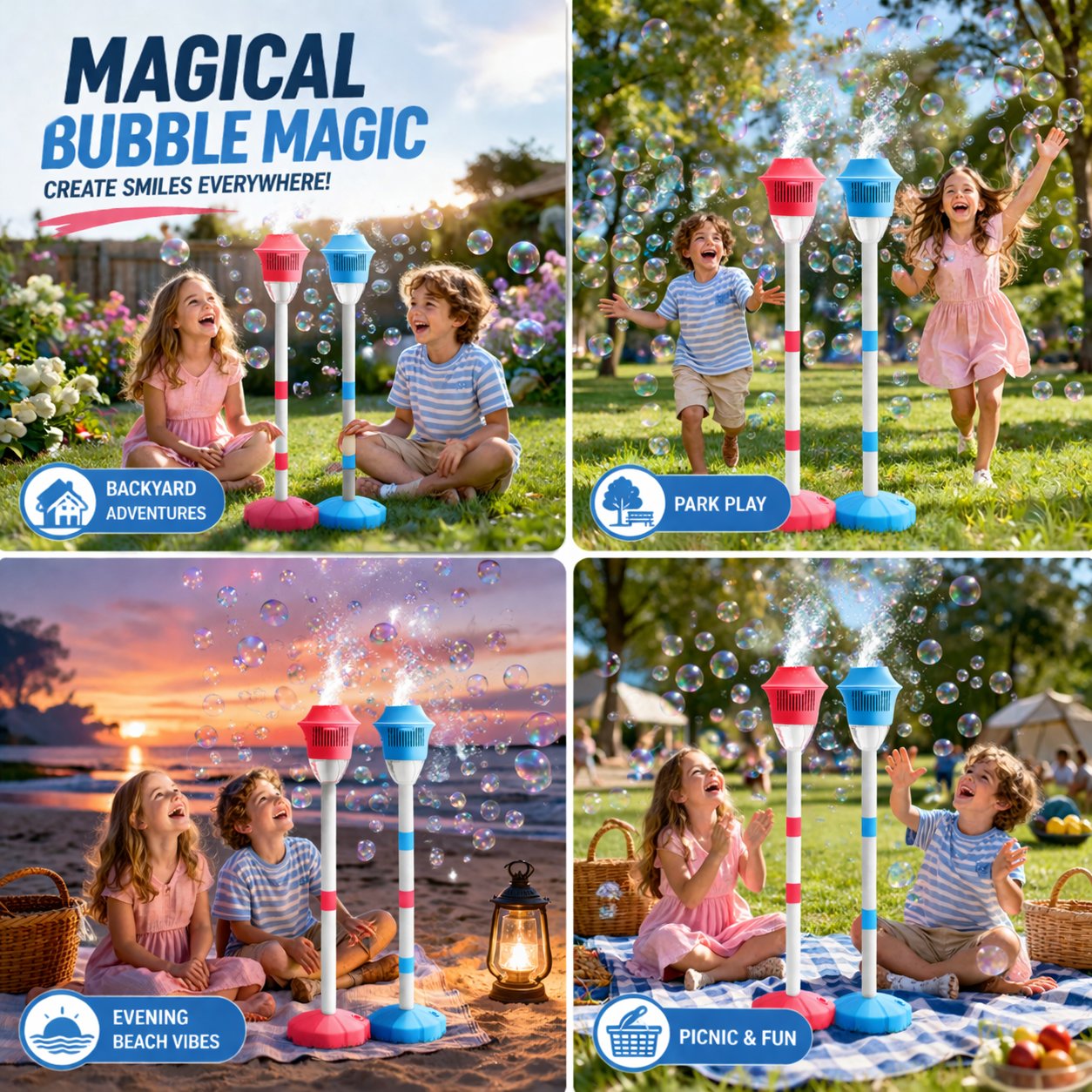 🫧Adjustable Standing Bubble Machine – Fun for Kids, Perfect for Parties & Outdoor Atmosphere Lighting 🎉