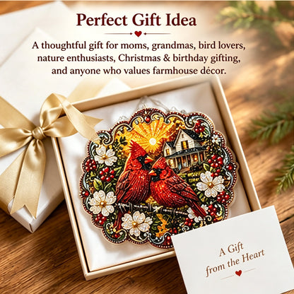 ✨Beginner-Friendly-🐦Cardinals & Sunrise Diamond Art Hanging Ornament Kit