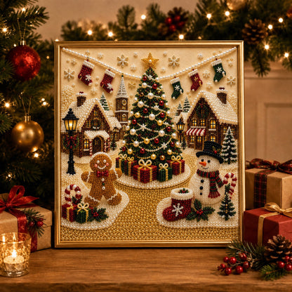 🧘Relaxing & Beginner-Friendly-🎄🎅 Premium 3D Pearl Christmas Wall Art Kit