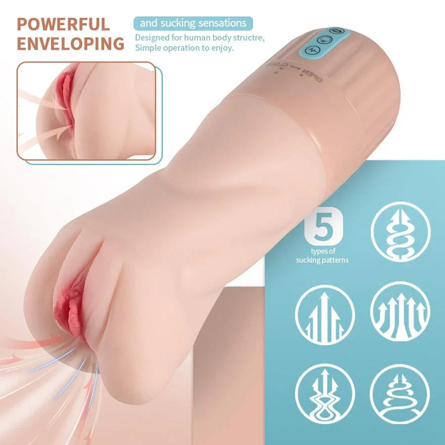 5 Sucking & 10 Vibrating Vagina Masturbation Cup