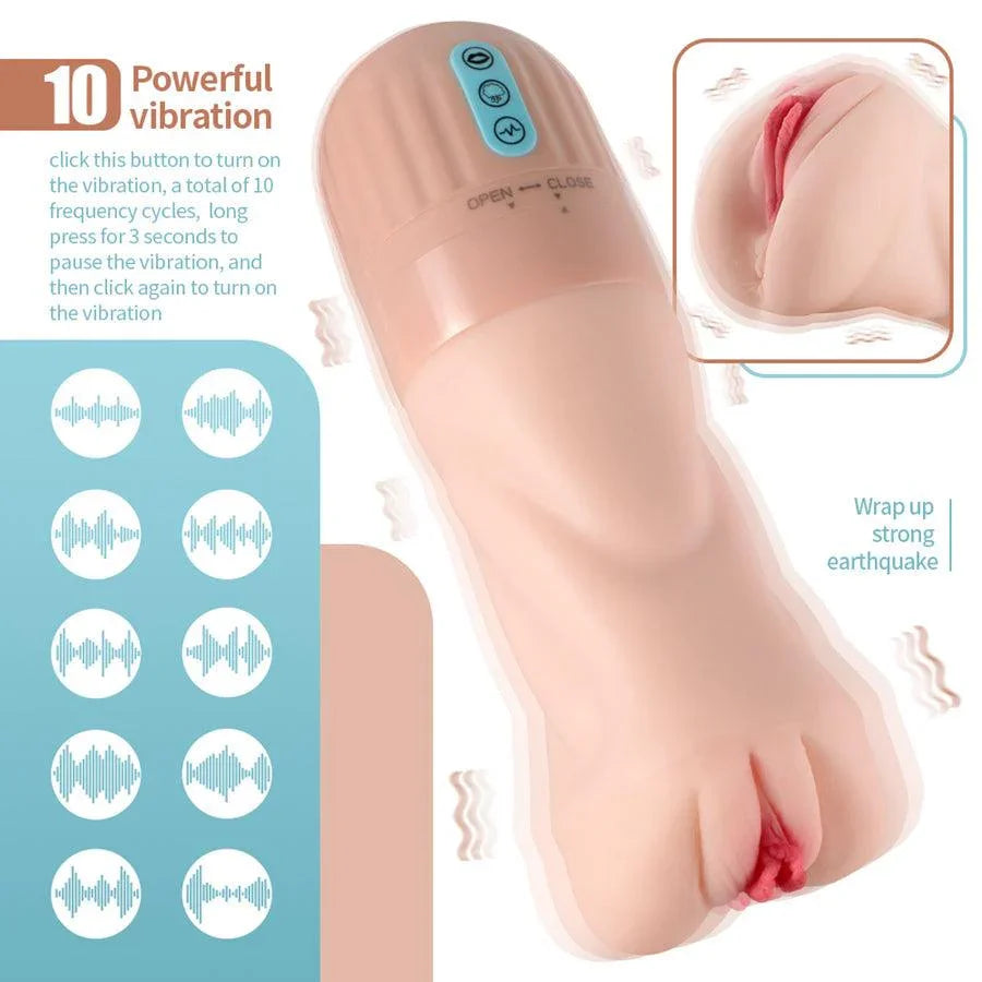 5 Sucking & 10 Vibrating Vagina Masturbation Cup