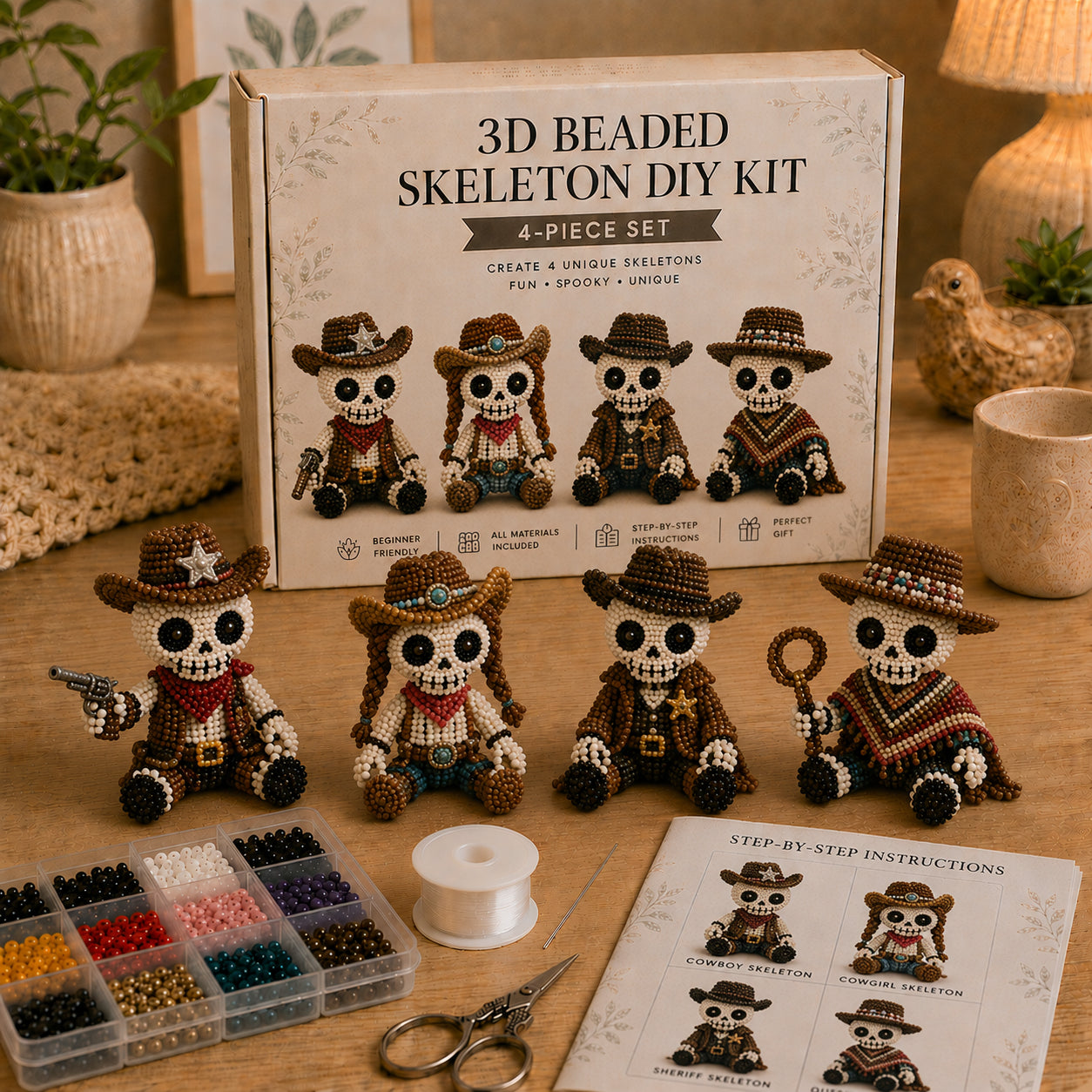 💀 3D Beaded Skeleton DIY Kit