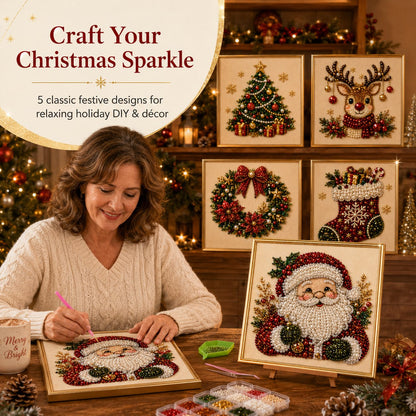 🧘Relaxing & Beginner-Friendly-💎DIY Christmas Pearl Diamond Painting Art Kit With Frame