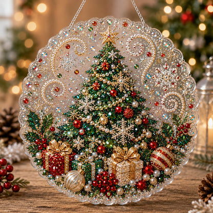 Christmas Pearl Diamond Art Hanging Ornament Kit 🎄✨ – Luxury Flocked Canvas & Non‑Fading Pearl Beads DIY Holiday Décor