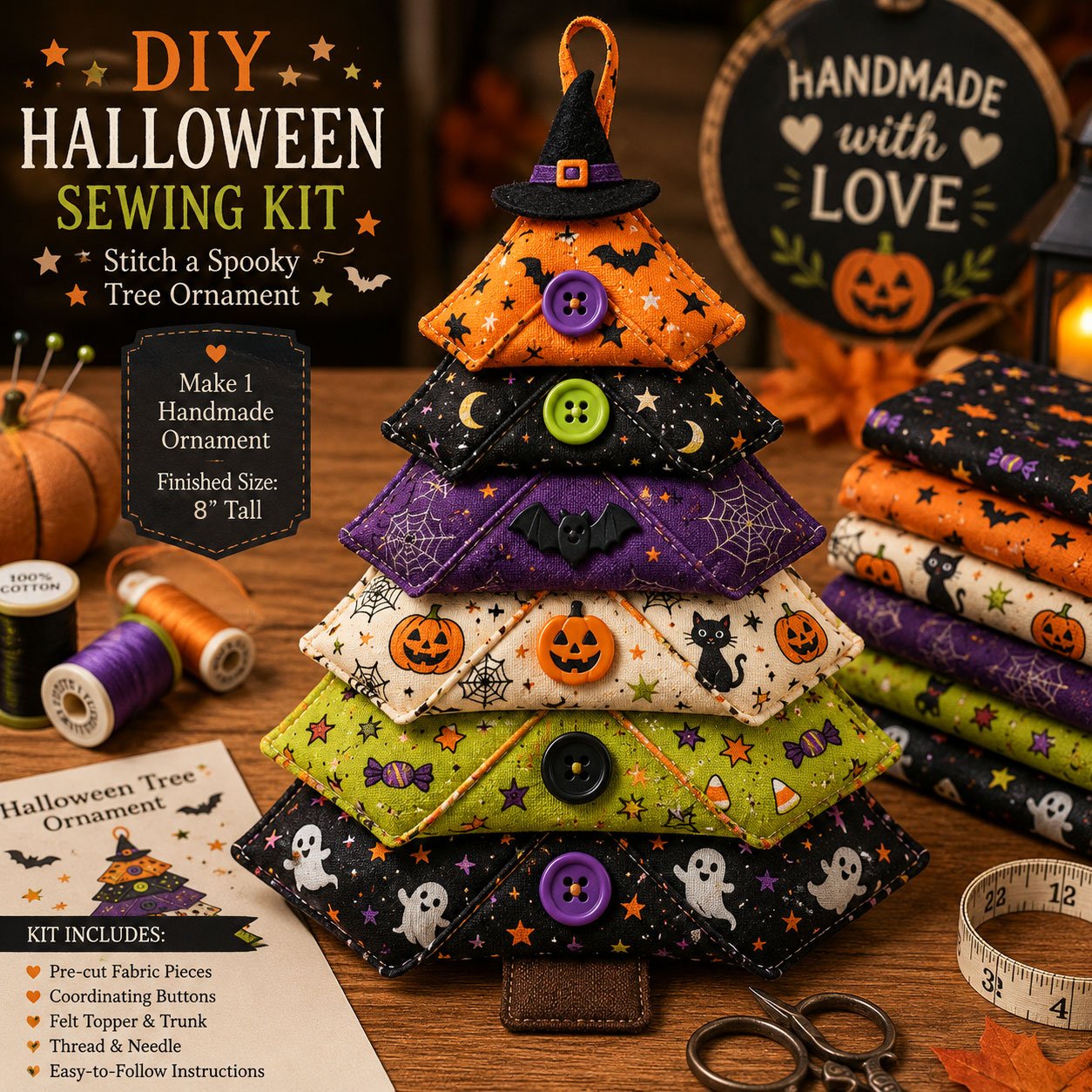 🔥Last Day BUY 2 GET 1 FREE ⭐Layered Fabric Tree Ornament DIY Sewing Kit | Beginner Friendly Handmade Seasonal Decor Gift