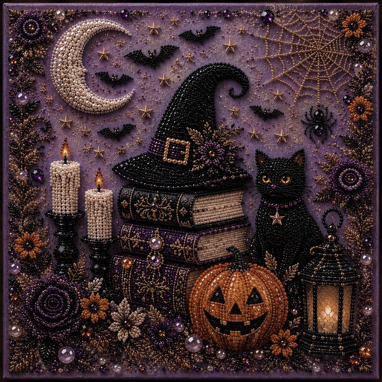 🧘Relaxing & Beginner-Friendly- 👻Cute Ghosts Pumpkins 3D Pearl Mosaic Art Kit