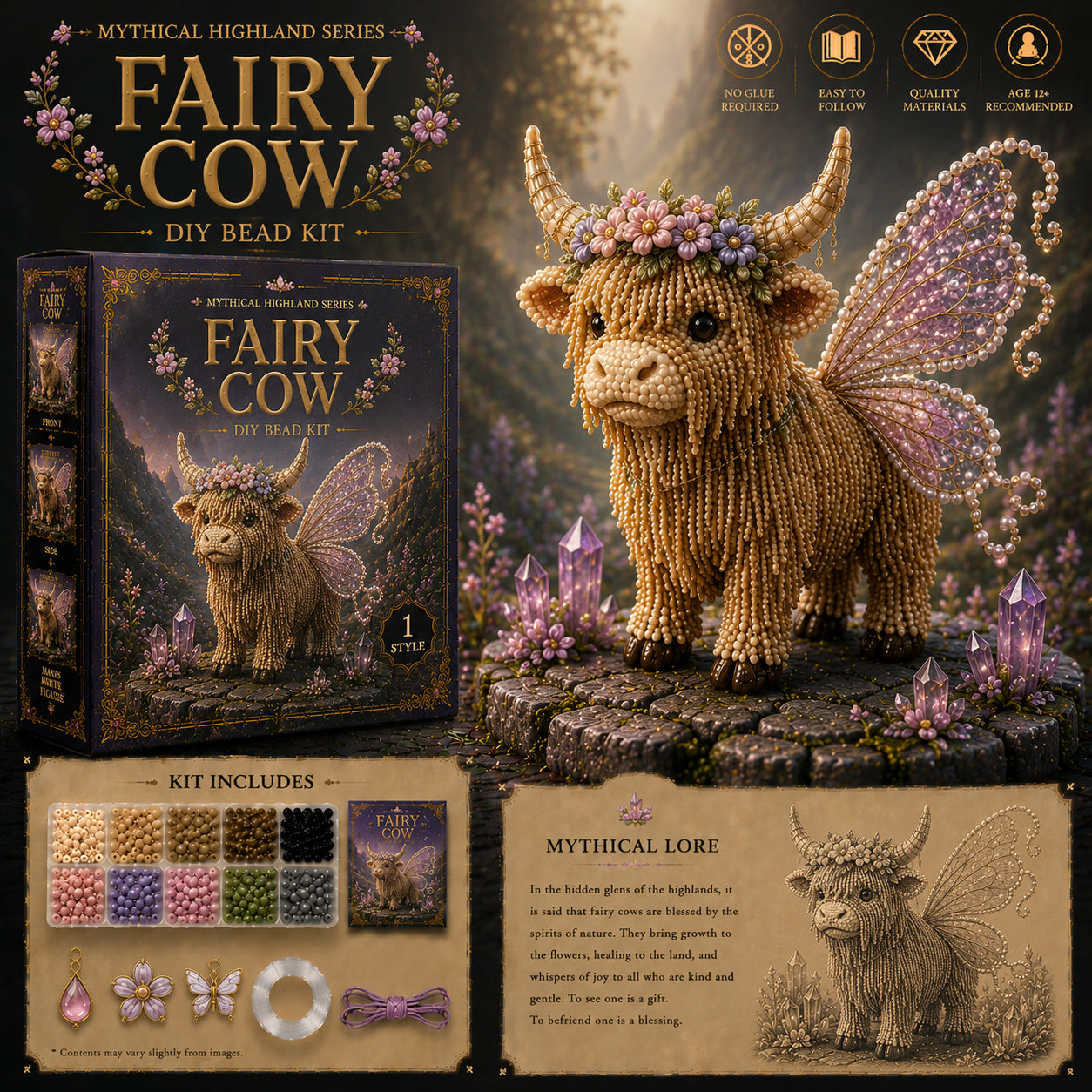 🔥Last Day BUY 3 GET 1 FREE🐮 Mythical Highland DIY Bead Kit Collection