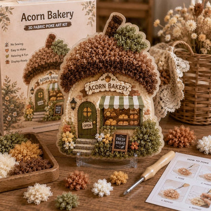 🔥Last Day 49% OFF - ✨🧘Relaxing & Beginner-Friendly-✨Whimsical Village 3D Fabric Poke Art Kit