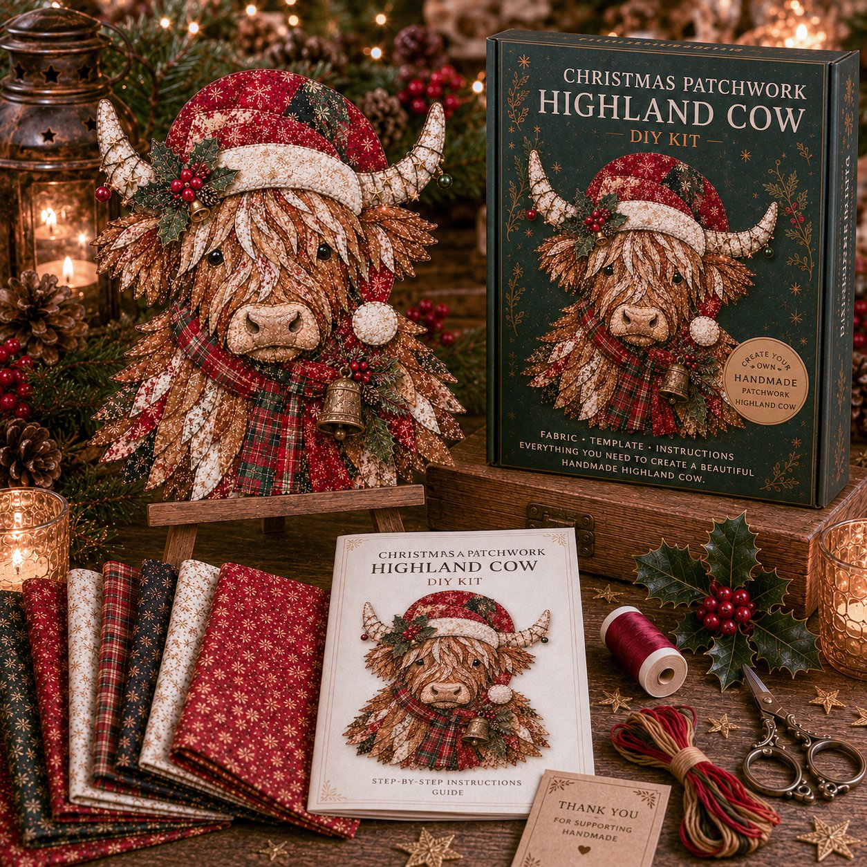 🔥LAST DAY 50% OFF - 🎅Christmas Patchwork Fabric DIY Decor Kit – Stunning Results, Zero Experience Needed