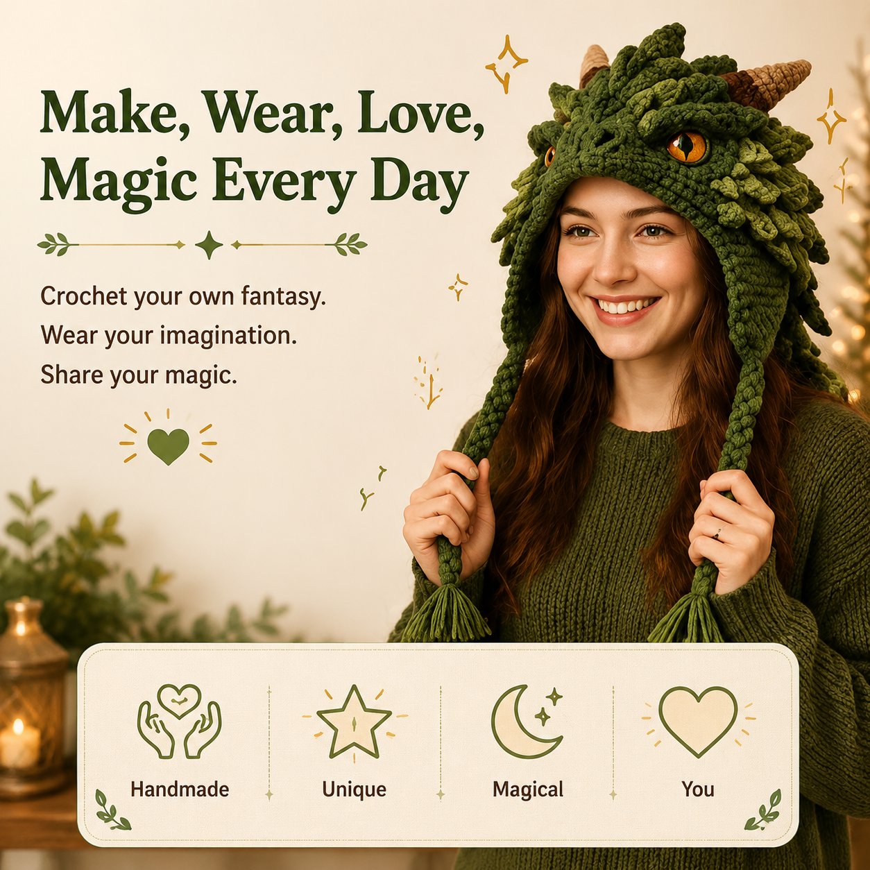 🔥LAST DAY 50% OFF - 🧵Fantasy Hood Hat DIY Crochet Kit – Create Your Own Magical Wearable Character Hat🎁Beginner Friendly