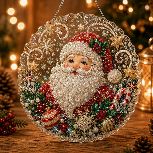 Christmas Pearl Diamond Art Hanging Ornament Kit 🎄✨ – Luxury Flocked Canvas & Non‑Fading Pearl Beads DIY Holiday Décor