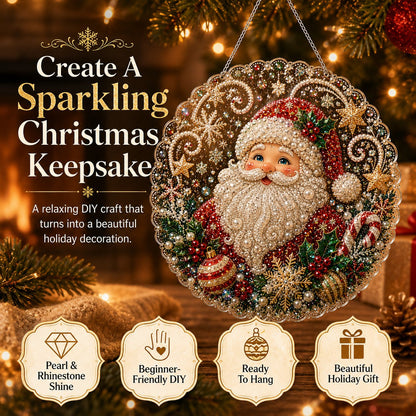 Christmas Pearl Diamond Art Hanging Ornament Kit 🎄✨ – Luxury Flocked Canvas & Non‑Fading Pearl Beads DIY Holiday Décor