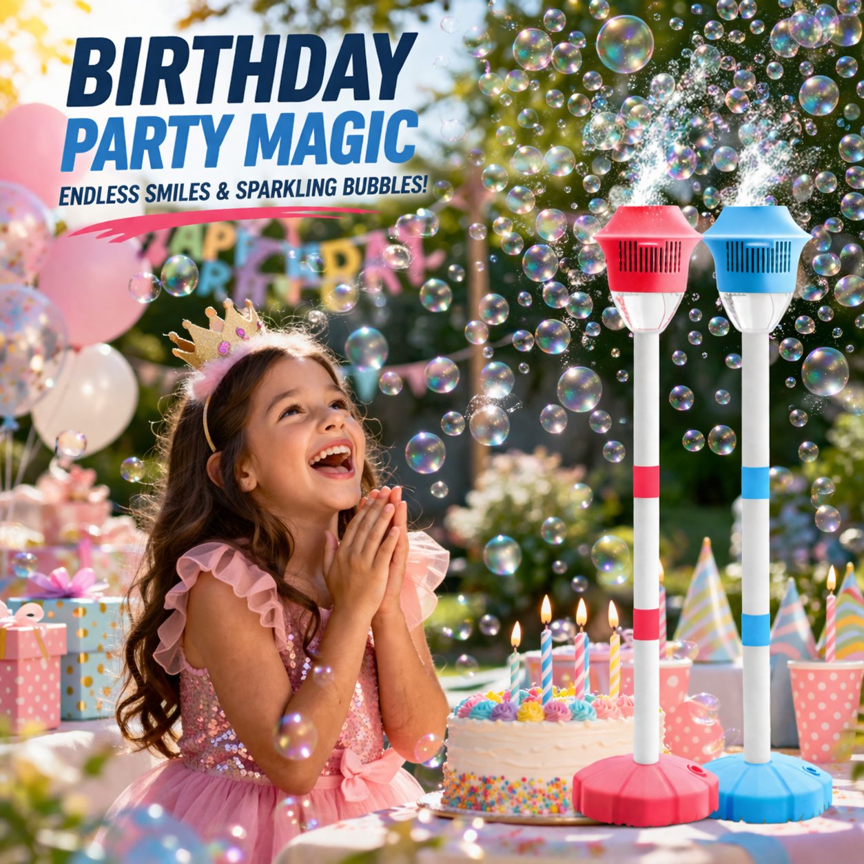 🫧Adjustable Standing Bubble Machine – Fun for Kids, Perfect for Parties & Outdoor Atmosphere Lighting 🎉