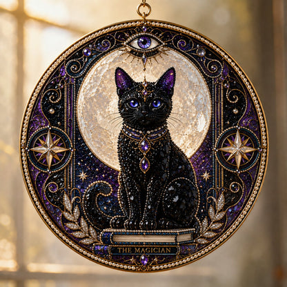 🔥Last Day 50% OFF - 🌙 DIY Celestial Black Cat Window Hanging Kit | 3D Pearl Bead Suncatcher 🔮✨