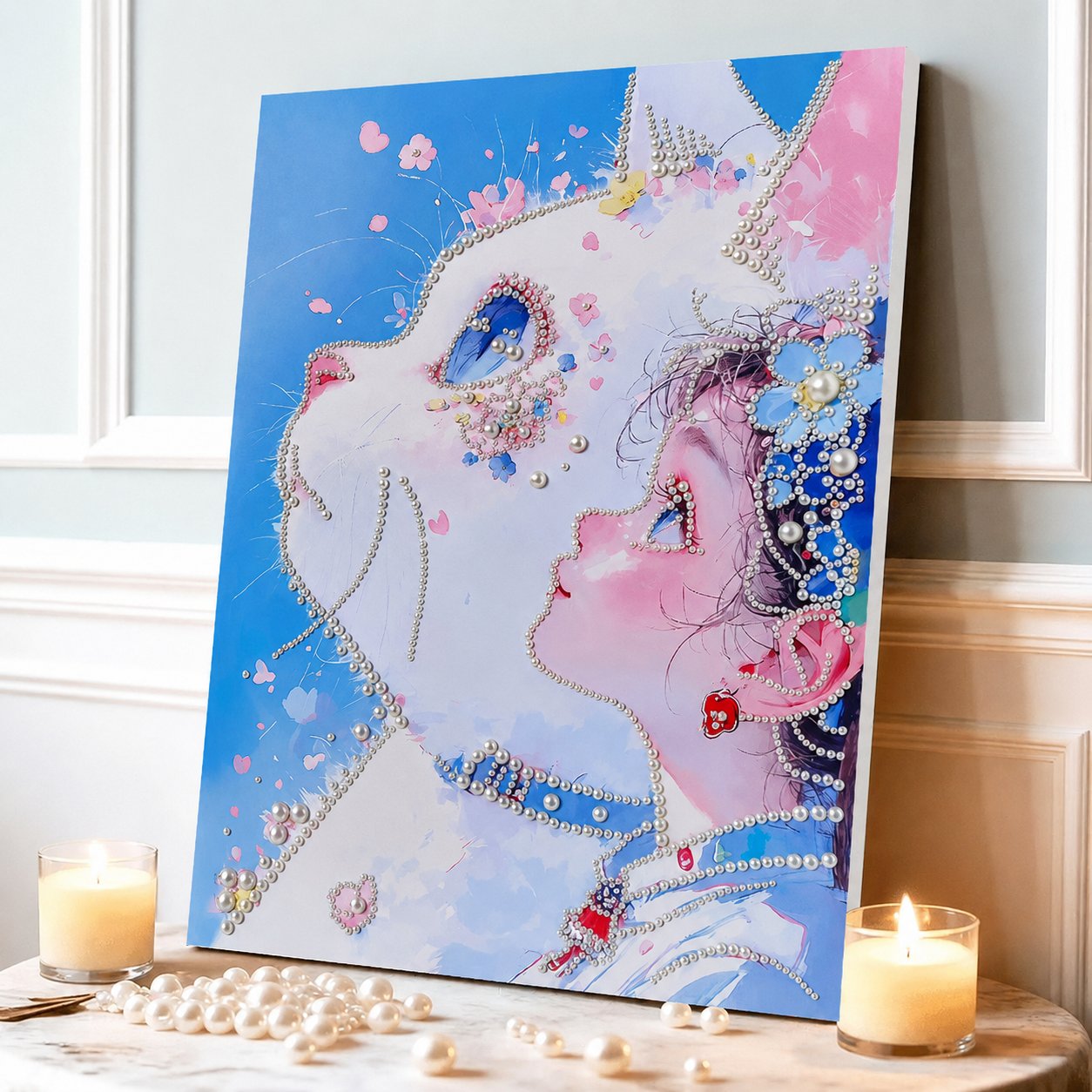 DIY Self-Adhesive Pearl Canvas Art for Elegant Wall Decor