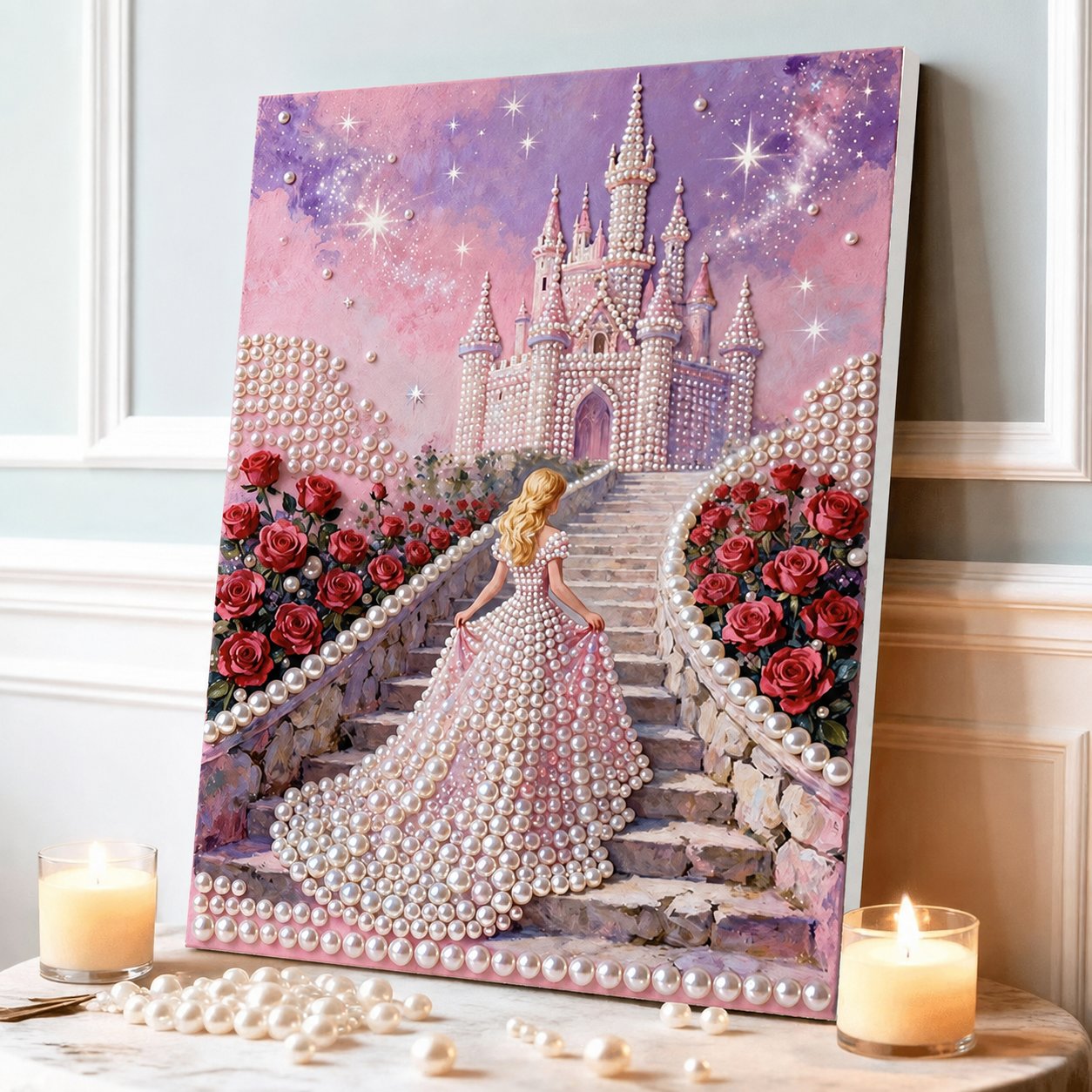 DIY Self-Adhesive Pearl Canvas Art for Elegant Wall Decor