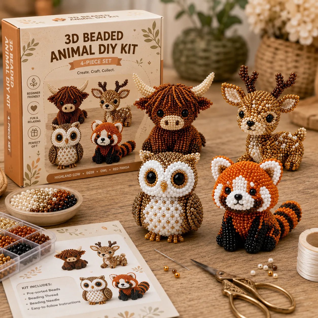 🔥Last Day 49% OFF - 🧵✨Tiny 3D Beaded Animal DIY Kit