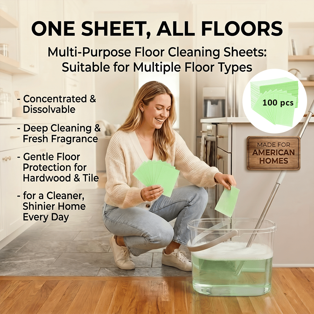 🧼Multi-Purpose Floor Cleaning Sheets – Concentrated Dissolvable Cleaning Tablets for Hardwood & Tile Floors
