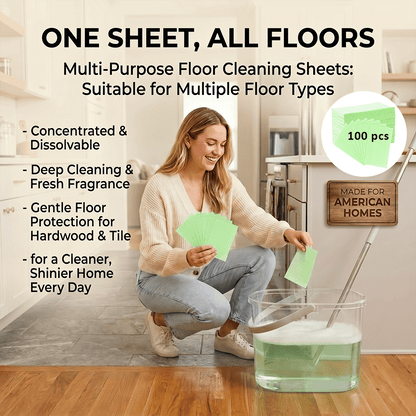 🧼Multi-Purpose Floor Cleaning Sheets – Concentrated Dissolvable Cleaning Tablets for Hardwood & Tile Floors