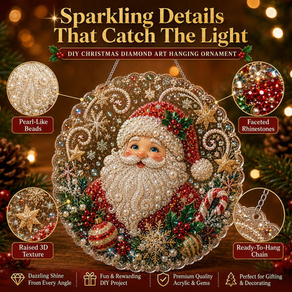 Christmas Pearl Diamond Art Hanging Ornament Kit 🎄✨ – Luxury Flocked Canvas & Non‑Fading Pearl Beads DIY Holiday Décor