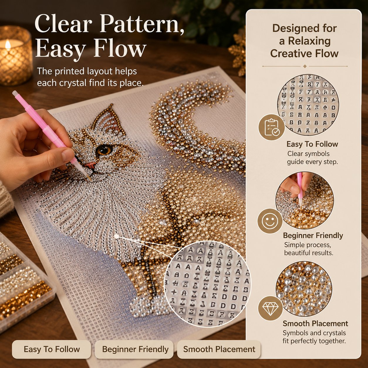 🧘Relaxing & Beginner-Friendly-Sparkling Crystal Diamond Art Kit For DIY Wall Decor