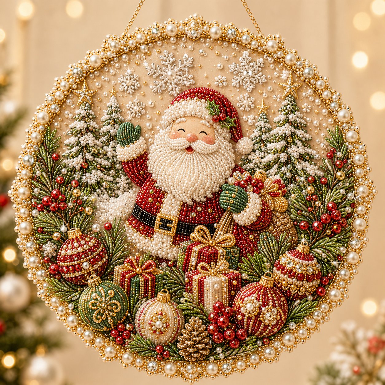 🔥Last Day 49% OFF - 🌸🌻🍂🎄 Four Seasons & Holiday Pearl Art Hanging Wreath Kit ✨