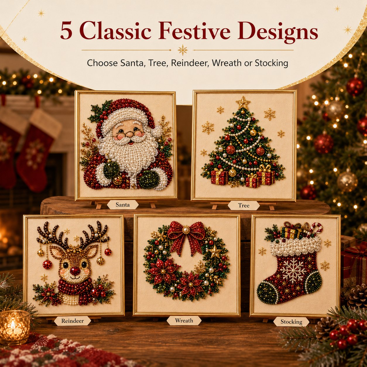 🧘Relaxing & Beginner-Friendly-💎DIY Christmas Pearl Diamond Painting Art Kit With Frame