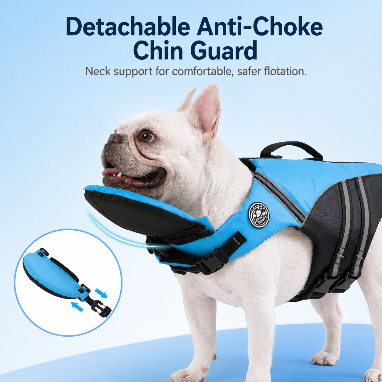 Safety Dog Life Vest with Detachable Chin Support