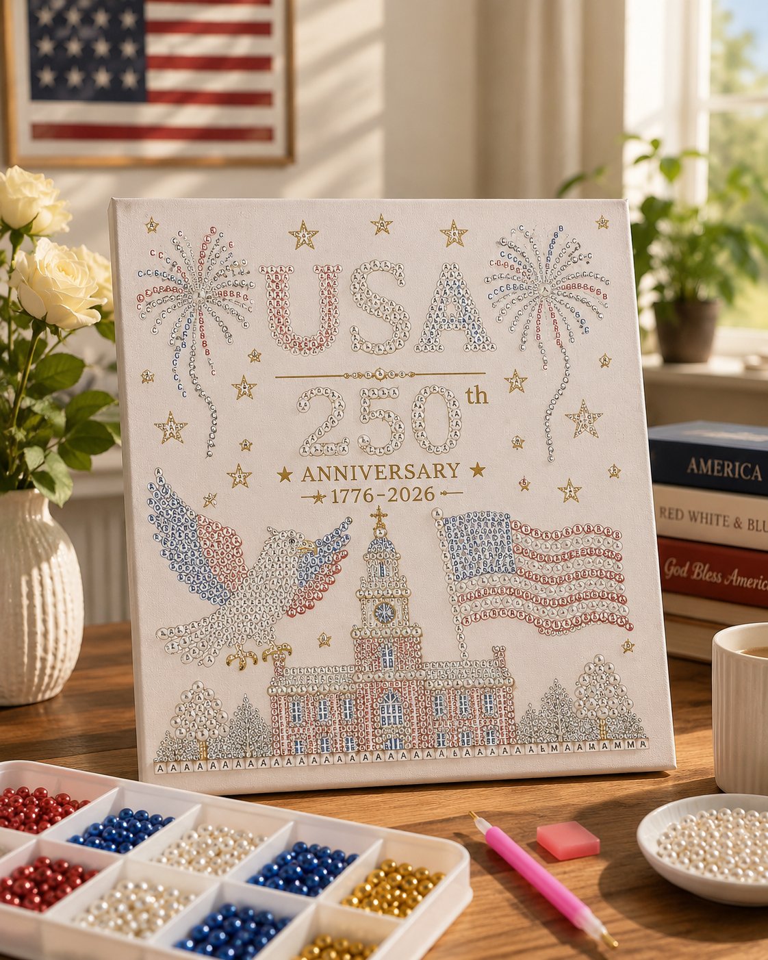 2026 Hot Sale🔥- 🇺🇸 USA 250th Anniversary DIY Pearl Painting Kit ✨❤️‍🔥